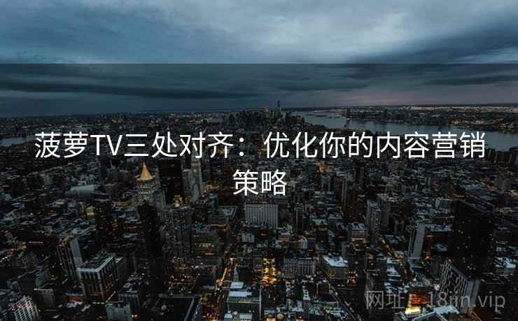 菠萝TV三处对齐：优化你的内容营销策略