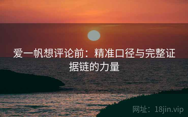 爱一帆想评论前：精准口径与完整证据链的力量