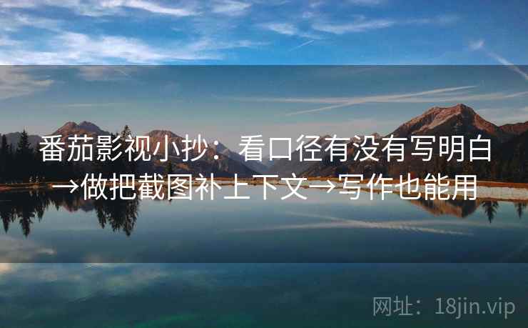 番茄影视小抄：看口径有没有写明白→做把截图补上下文→写作也能用